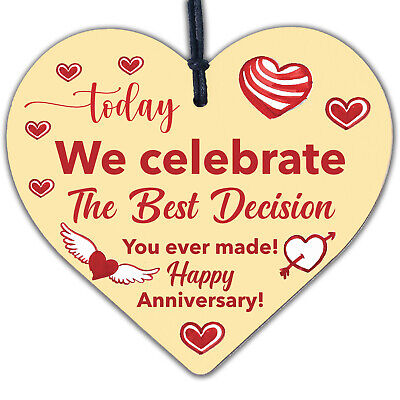 1st 2nd 5th 10th Anniversary Wooden Heart Husband Wife Boyfriend Girlfriend Gift