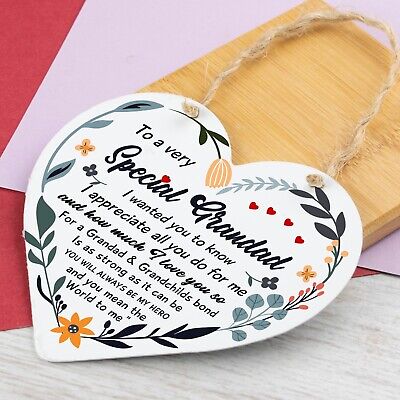 Thank You Gifts For Grandad Wood Heart Grandad Birthday Gift FATHERS DAY Gift