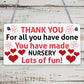 THANK YOU Gift For Nursery Teacher Hanging Sign Plaque Preschool Leaving Gift