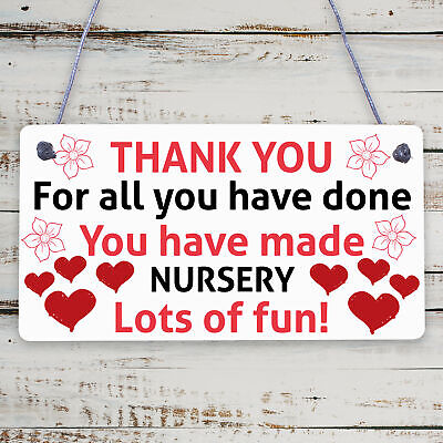 THANK YOU Gift For Nursery Teacher Hanging Sign Plaque Preschool Leaving Gift