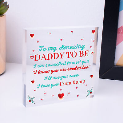 Dad Daddy To Be Gift Funny Novelty Wooden Heart Baby Shower Gift For New DAD