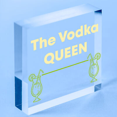 Vodka Queen Funny Alcohol Friendship Gift Birthday Home Bar Hanging Wall Sign