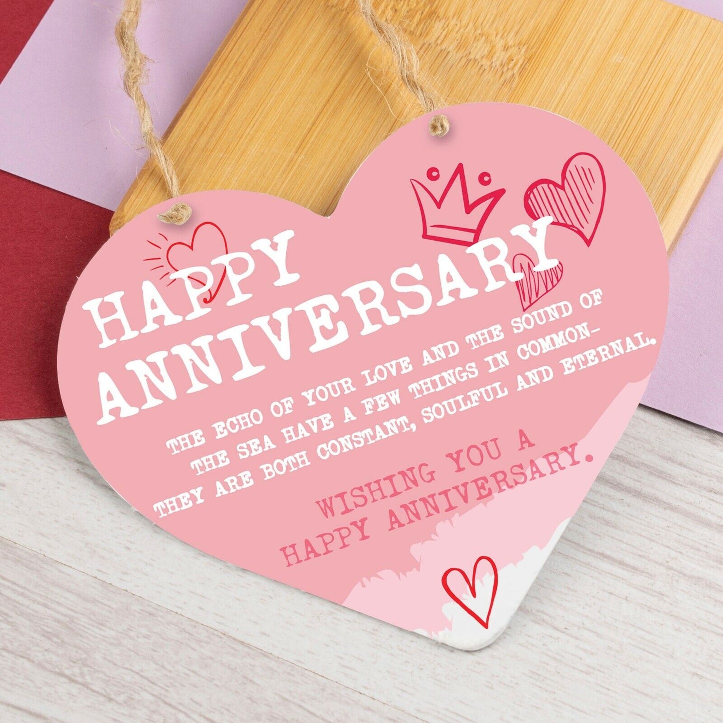 Wedding Anniversary Gift Heart Hanging Sign Happy Anniversary Gifts