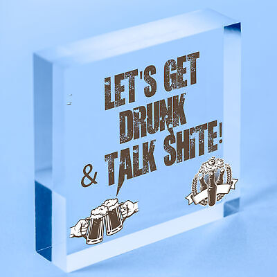 Novelty Bar Plaque LETS GET DRUNK Funny Pub Home Bar Sign Man Cave Gifts