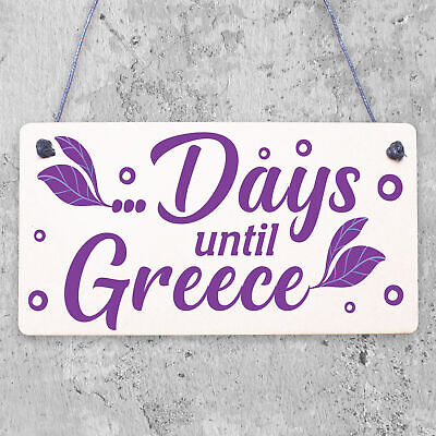 Chalkboard Holiday Countdown To GREECE Wall Sign Novelty Gift For Friend Family