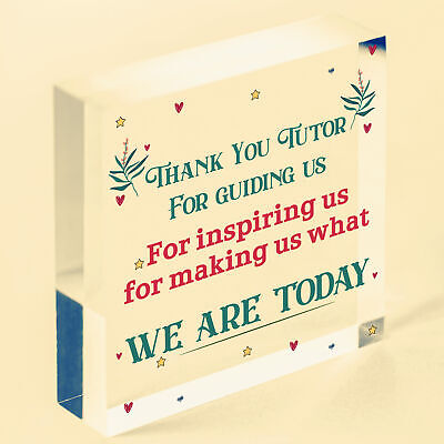 Thank You Tutor Teacher Mentor Support Wooden Heart Leaving Gift Plaque Sign