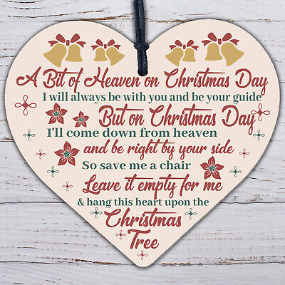 Hanging Wood Heart Mum Dad Nan Memorial Christmas Tree Decoration Bauble Gift