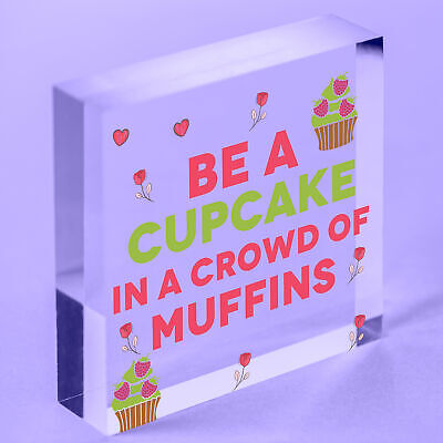 Be A Cupcake Novelty Wooden Hanging Heart Friendship Gift Funny Kitchen Sign New