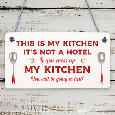 Vintage This Is My Kitchen Funny Plaque Shabby Chic Kitchen Wall Retro Sign Gift