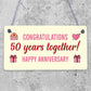 Congratulations 50th Wedding Anniversary Gift Plaque Gold Gift Mum Dad Keepsake