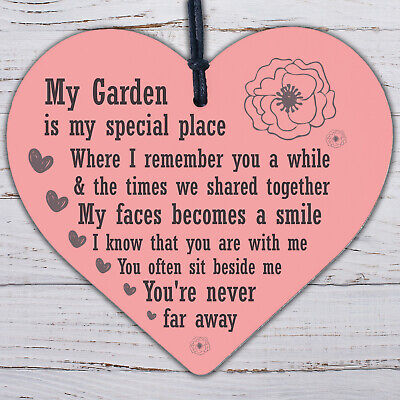 Wood Heart Garden Memorial Plaque Present Home Fence Shed Sign Friend Gifts