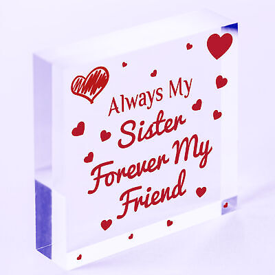 Always My Sister Forever My Friend Wooden Hanging Heart Gift Sisters Love Plaque