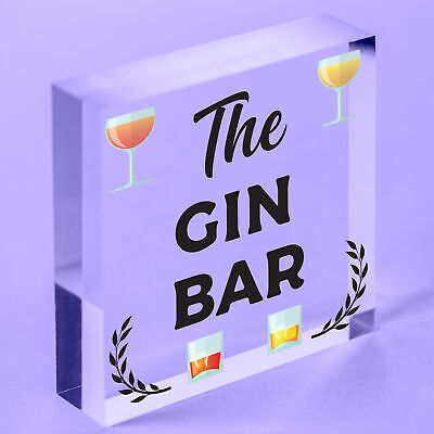 The Gin Bar Garden Party Alcohol Novelty Drinking Gift Pub Hanging Wall Plaque