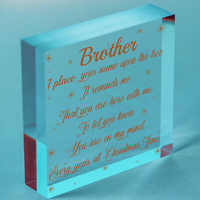 Brother Memorial In Loving Memory Wooden Heart Christmas Bauble Decoration