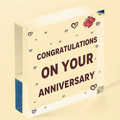 Congratulations On Your Anniversary Wooden Hanging Heart Plaque Love Gift Sign