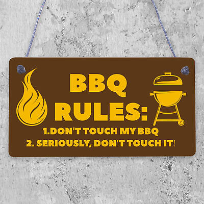 BBQ Rules Sign Hanging Door Wall Shed Sign Garden Sign For Outdoor Men Gift