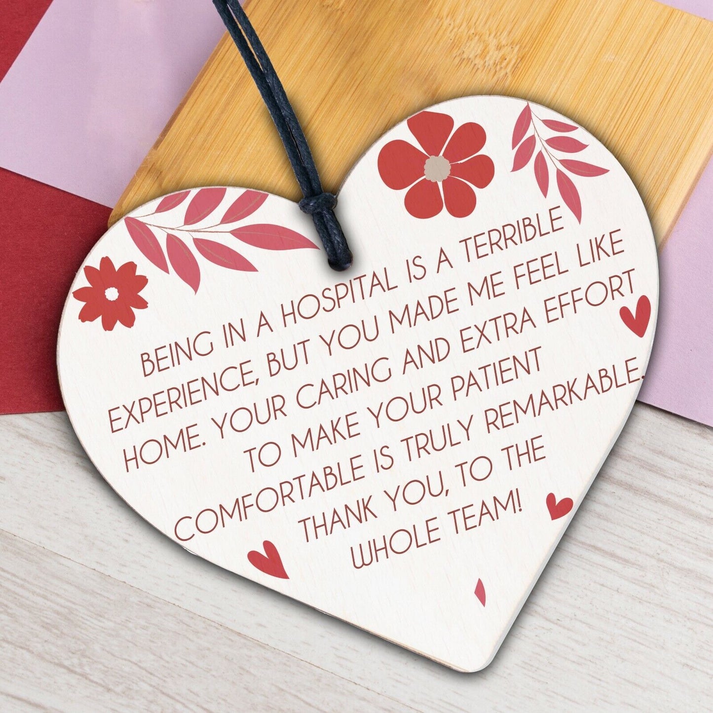 All Is Well Now Doctors & Nurses Thank You Wooden Heart Plaque Hospital Gift