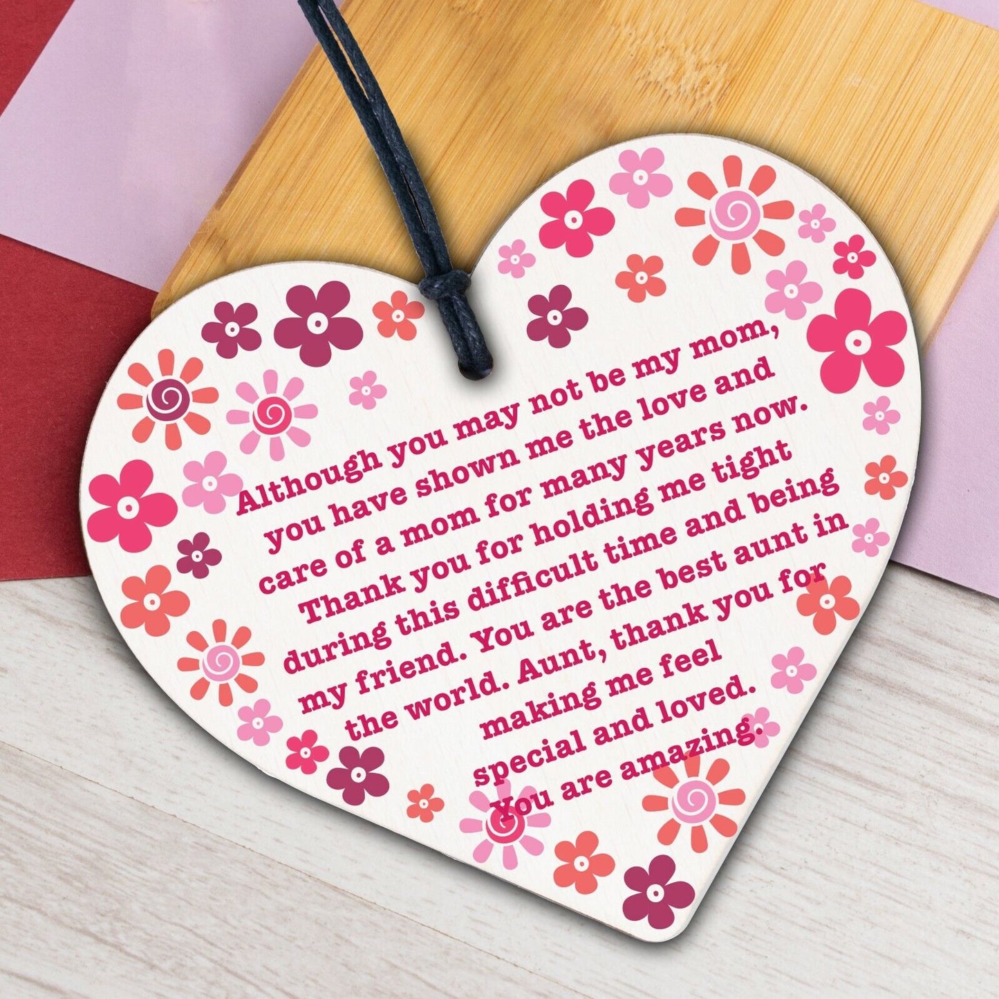 Auntie Poem Gifts Wood Heart Plaques Auntie Birthday Christmas Gift Niece Nephew