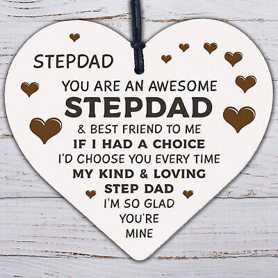 Step Dad Fathers Day Gifts for Best Step Dad Wooden Heart Gift For Him Stepdad