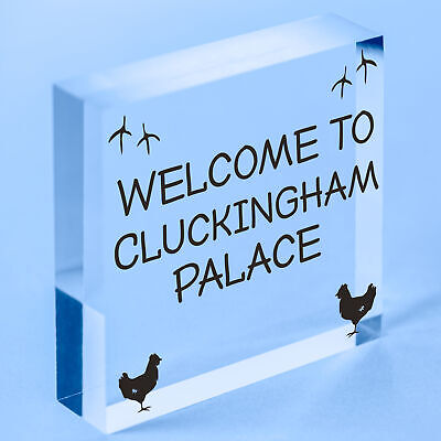 Welcome To Cluckingham Palace Novelty Garden Hanging Plaque Chicken Hen Sign