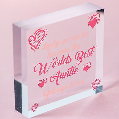 Birthday Gifts For Auntie THANK YOU Wooden Heart Plaque Shabby Chic Xmas Sign