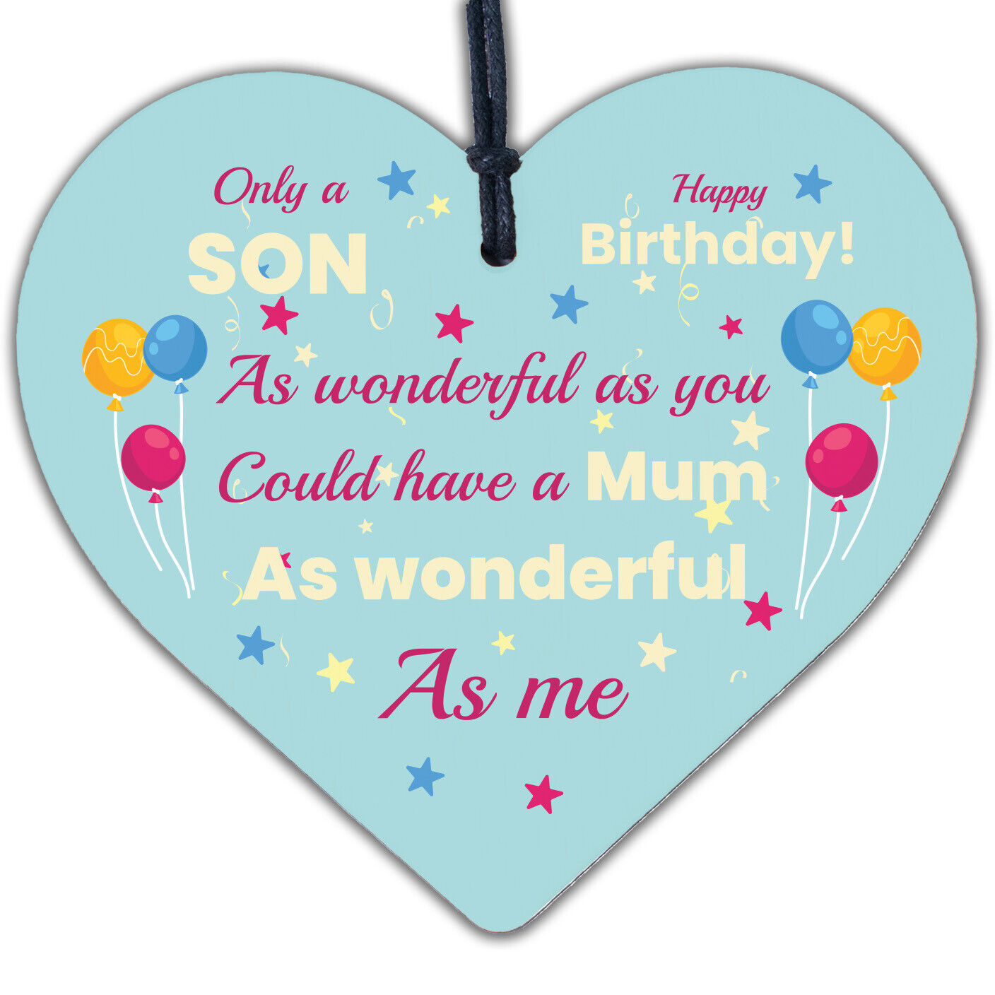 FUNNY Birthday Gift For Son Wood Heart Son Birthday Card Keepsake Gifts For Him