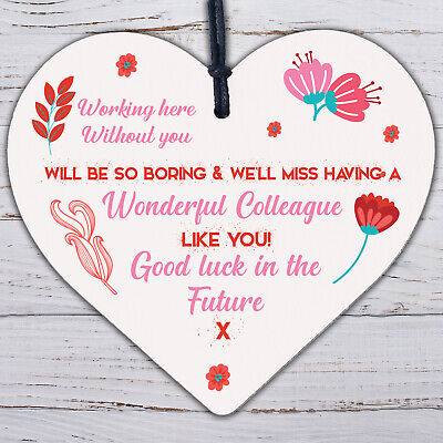 Colleague Leaving Gift Handmade Heart Plaque Work Friendship Goobye Thank You