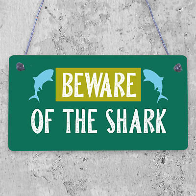 Funny Beware Of The Shark Hot Tub Pool Sign Novelty Party Spa Garden Signs