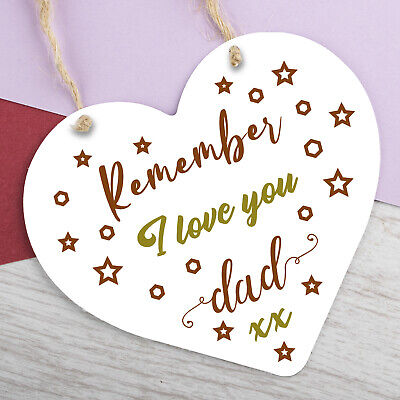 Remember I Love You Dad Wood Heart Gift For Fathers Day Birthday Keepsake