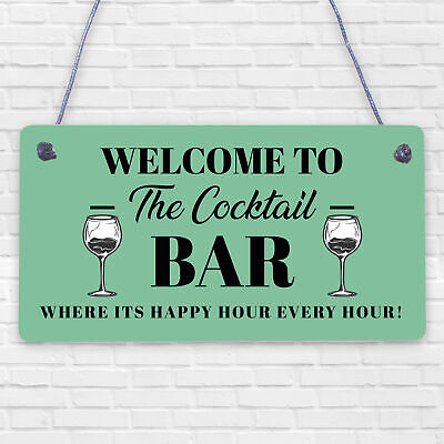 Welcome To Cocktail Bar Novelty Hanging Plaques Pub Garden Sign Friendship Gifts