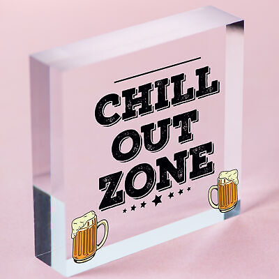 Chill Out Zone Man Cave Shed SummerHouse Sign Hot Tub Home Wall Door Plaque Gift