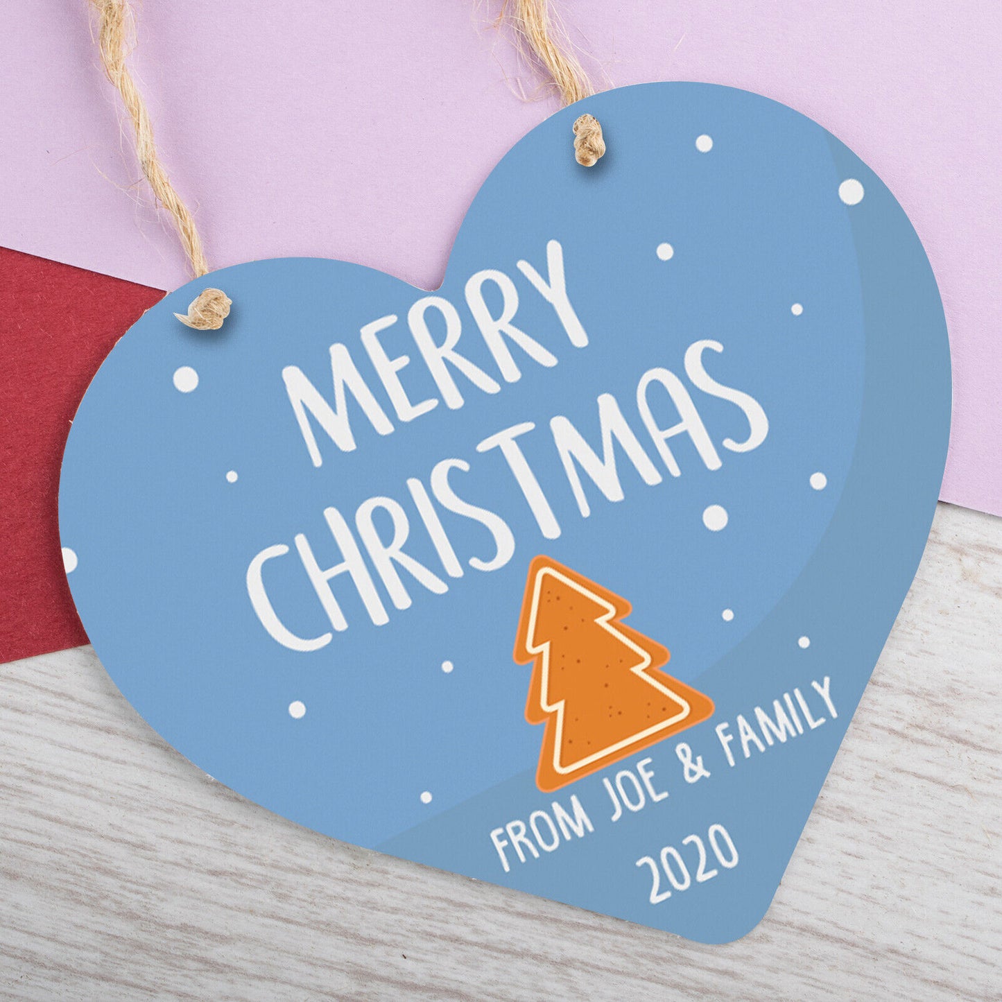 Personalised Merry Christmas Heart Hanging Sign Christmas Decoration Gift