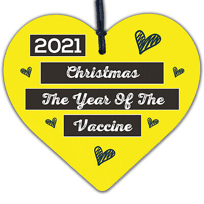 Christmas Bauble 2021 Hanging Wooden Heart Bauble Novelty Xmas Tree Decorations