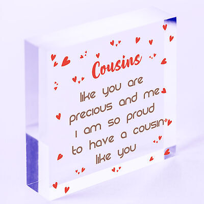 Cousin Gifts Handmade Wood Heart Family Plaque Birthday Keepsake Thank You Gift