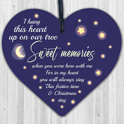 Christmas Tree Memorial Wood Heart Decoration Mum Dad Memorial Sign Plaque Gift