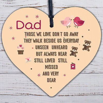 DAD Memorial Plaques Wood Heart Christmas Tree Bauble Ornament Decoration Sign