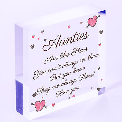 Sister Auntie Aunt Aunty Wood Heart Plaque Sign Birthday Thank You Keepsake Gift