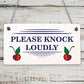 Please Knock Loudly Hanging Door Sign Plastic Contempary Wall Decorative Plaque