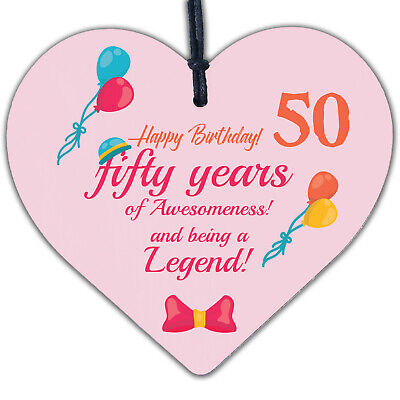 50th Birthday Gifts For Men Women Wood Heart Funny 50th Birthday Decorations