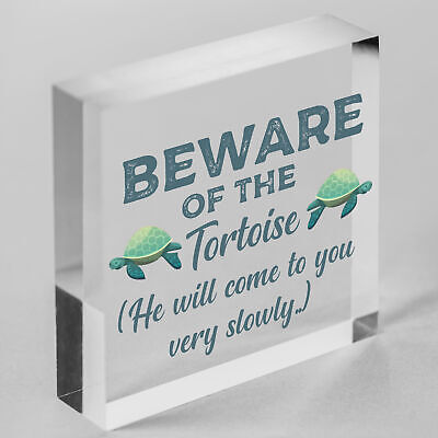 Beware Of The Tortoise Sign Hanging Wall Plaque Funny Pet Gift Turtle Sign Gift