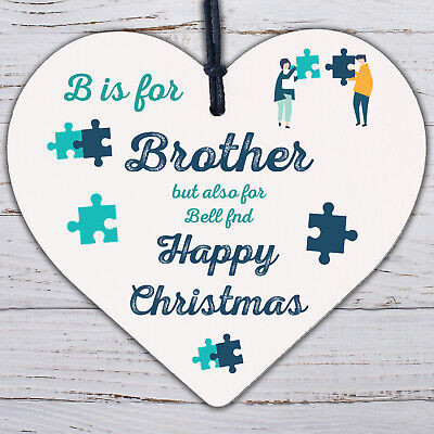 Christmas Funny Gifts For Brother Hanging Wooden Heart Novelty Gift From Sister