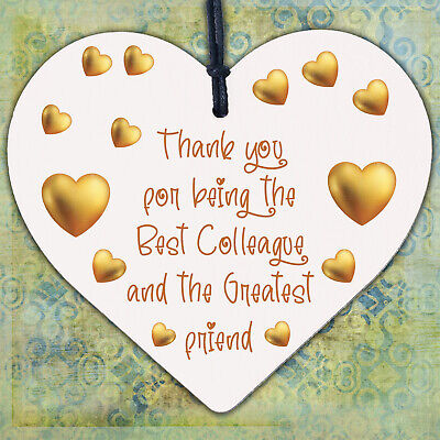 Thank You Wood Heart Plaque Friendship Gift For Colleague Friend New Job Present