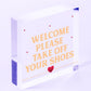 Welcome Please Take Off Your Shoes Hanging Plaque Sign House Porch Decor Gift