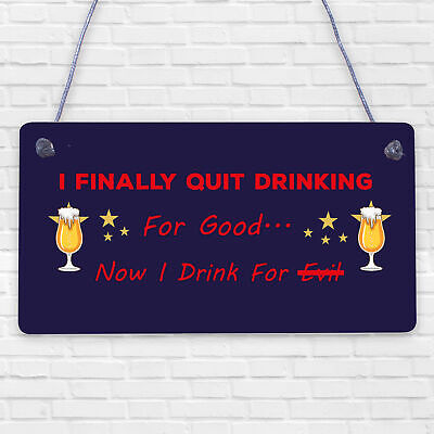 Drink For Evil Alcohol Beer Pub Man Cave Bar Hanging Plaque Friendship Gift Sign