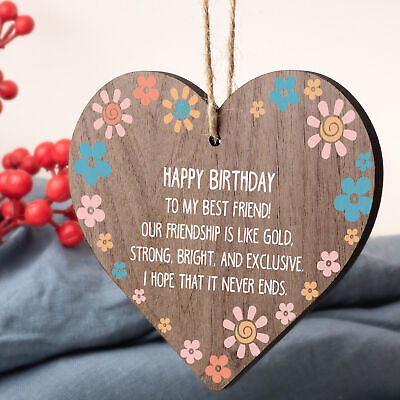 Birthday Best Friend Gift Wooden Heart Friendship Sign Thank You Keepsake Gift