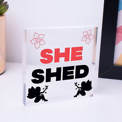 She Shed Woman Cave Garden Mum Sister Friendship Hanging Plaque Home Gift Sign