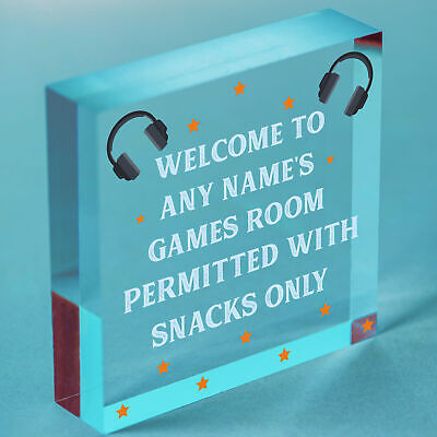 Welcome Sign GAMES ROOM Sign Man Cave Bedroom Door Sign Son Brother Gift