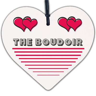 The Boudoir Wooden Hanging Heart Bedroom Door Plaque Shabby Chic Home Decor Sign