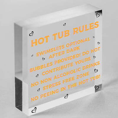 Chalkboard Hot Tub Rules Hanging Plaque Summer House Garden Sign Gift