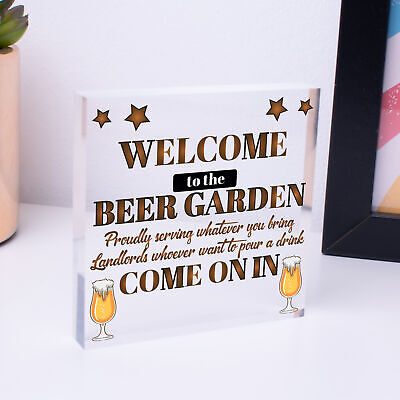 Chalk Welcome To The Beer Garden Hanging Wall Sign Landlord Pub Garden Sign Gift